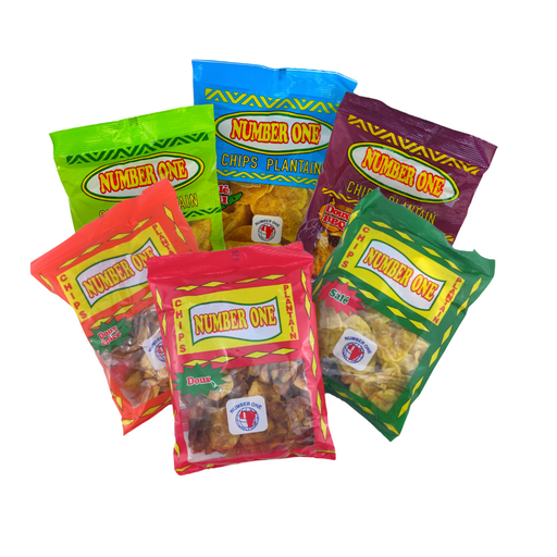 CHIPS DE BANANE PLAINTAIN NUMBER ONE - DOUX - SALE - EPICE- BBQ - AIL - POMME 85g