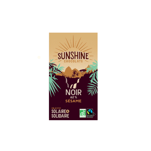 CHOCOLAT SUNSHIN NOIR 62% SESAME TOASTE 100 g